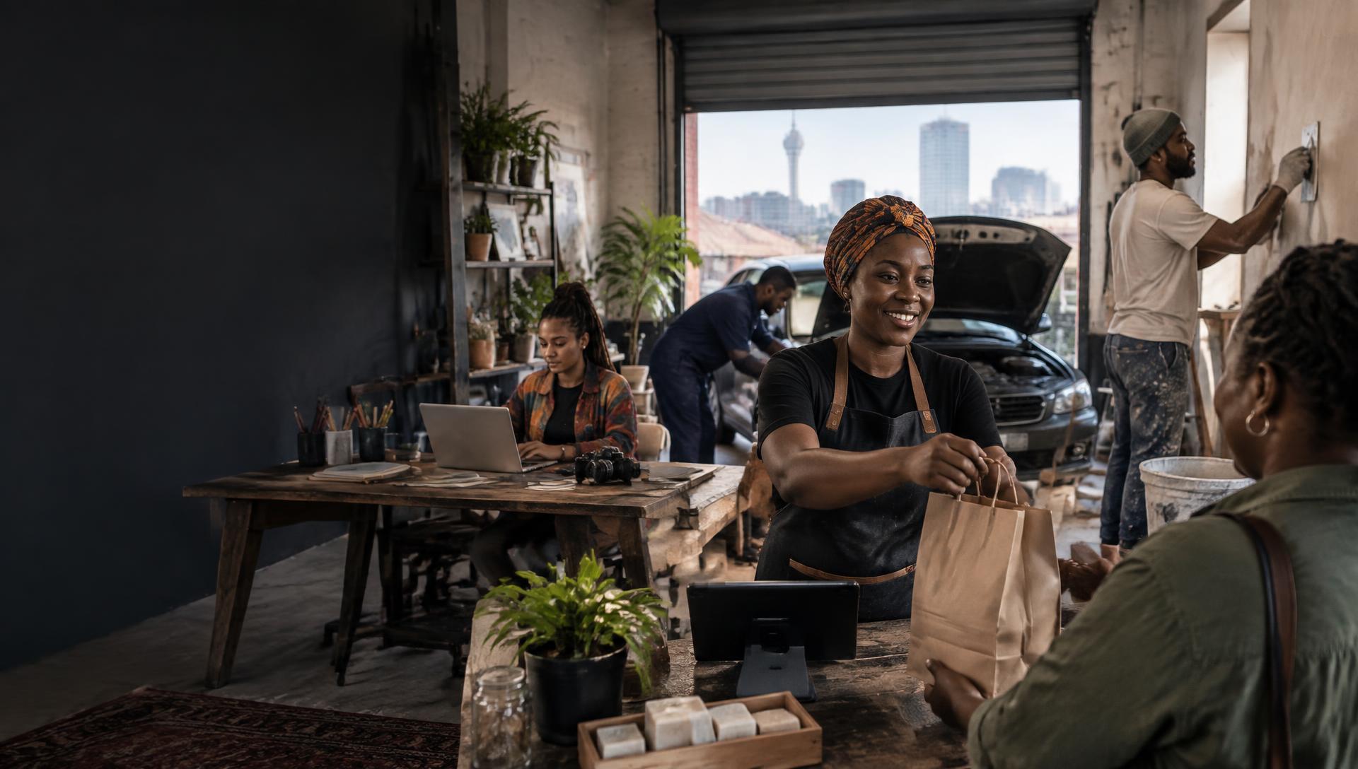 South African professionals and tradespeople actively working together